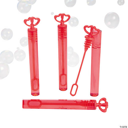 Mini Red Heart Bubble Tubes - 24 Pc.