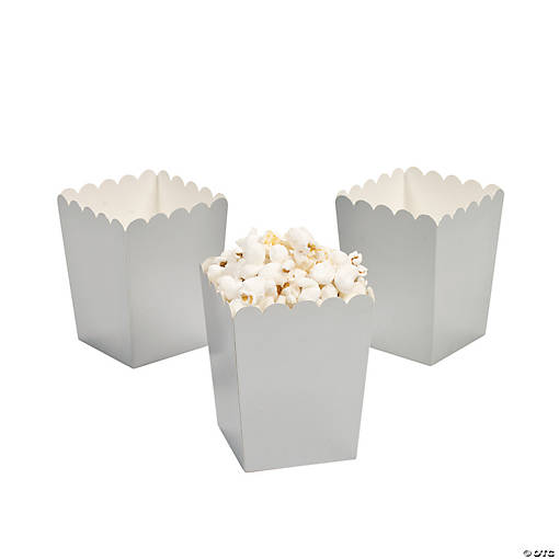 Mini Silver Popcorn Boxes - 24 Pc.