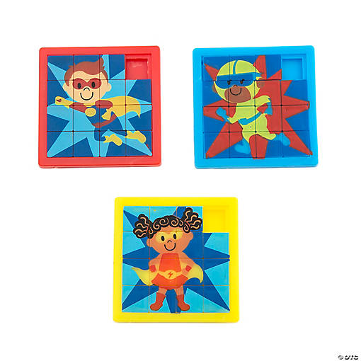 Mini Superhero Slide Puzzles - 12 Pc.
