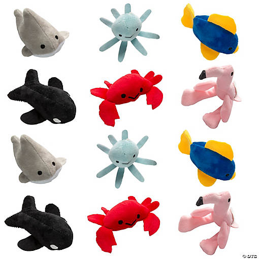 Mini Tropical Water Creatures Stuffed Animals - 12 Pc.