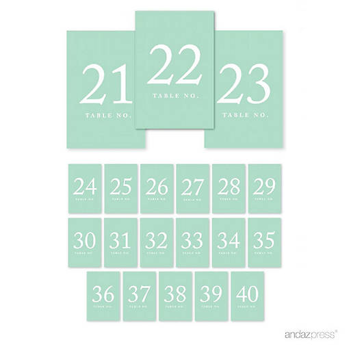 Mint Green Table Numbers 21 40