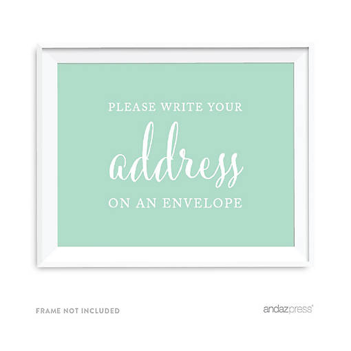 Mint Green Write Address Sign 8.5x11