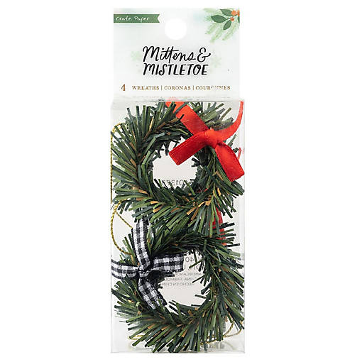 Mittens &amp; Mistletoe Wreaths 4/Pkg