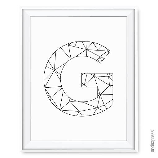Modern Black White Geometric G 8.5x11