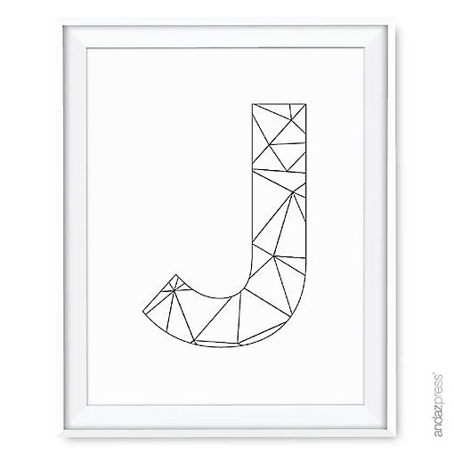Modern Black White Geometric J 8.5x11