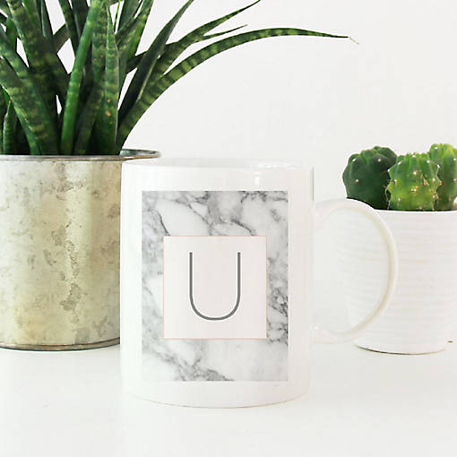 Modern Gray Marble Letter U mug