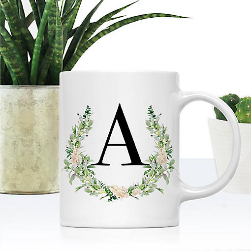 Monogram A Ceramic Mug Garden Green