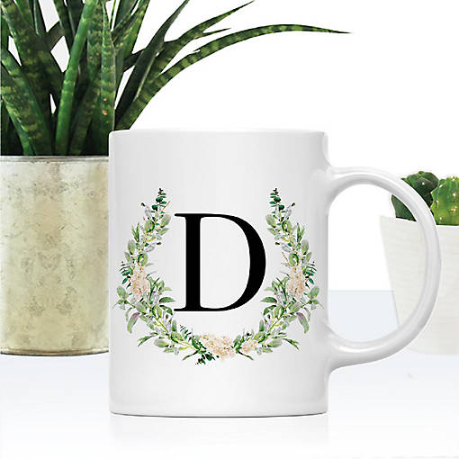 Monogram D Ceramic Mug Garden Green