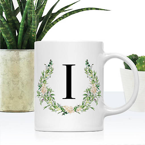 Monogram I Ceramic Mug Garden Green