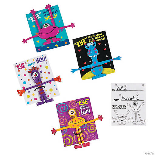 Monster Bendable Valentine Exchanges with Card for 24