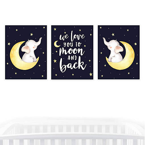 Moon Back Elephant Prints 8.5x11in 3pk