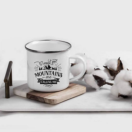 Mountains Are Calling Metal Camping Mug