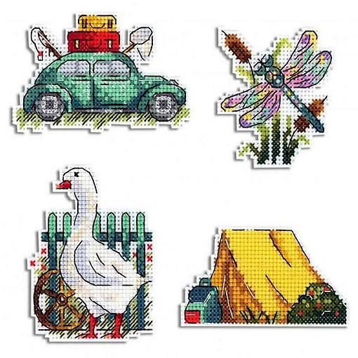 MP Studia - Summer. Magnets SR-579  Plastic Canvas Counted Cross Stitch Kit