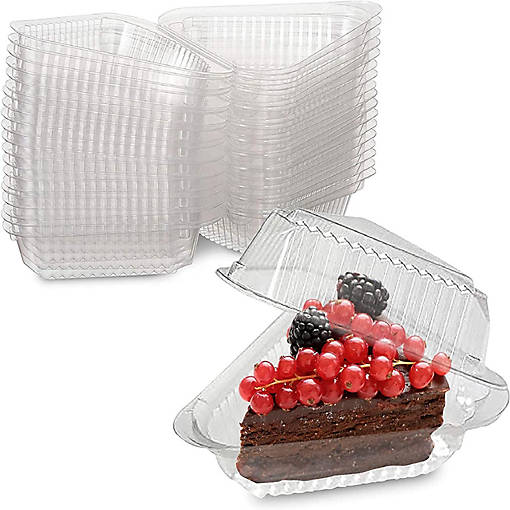 MT Products Medium Deep Hinged Plastic Cake Slice Container - Pack of 20