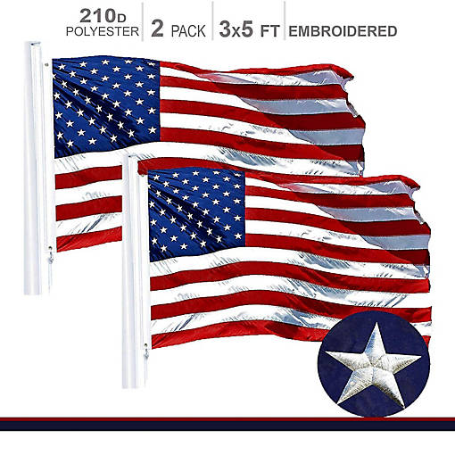 MULTI PACK American Flag 210D Embroidered Polyester 3x5 Ft  2 PACK