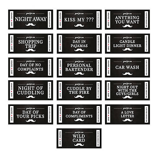 Mustache Design Love Coupons for Couples