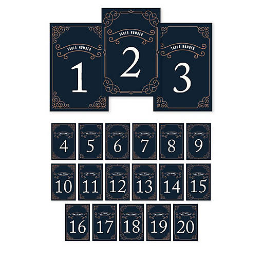 Navy Art Deco Table Numbers 1-20 4x6