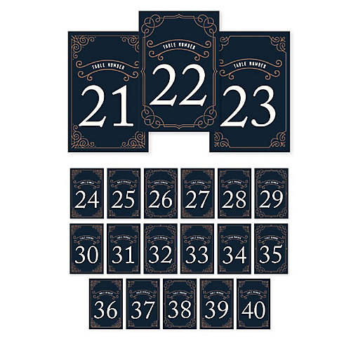 Navy Art Deco Table Numbers 21-40 4x6