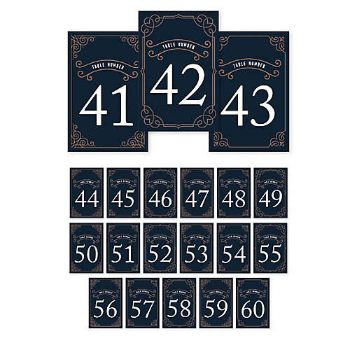 Navy Art Deco Table Numbers 41-60 4x6
