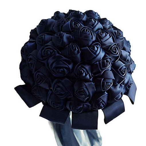 Navy Blue Rose Bud Satin Bouquet