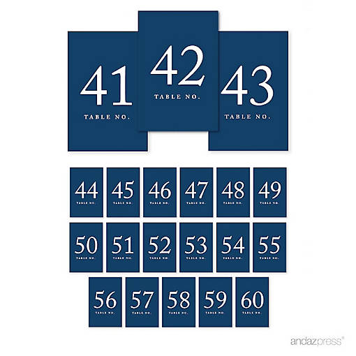 Navy Blue Table Numbers 41 60