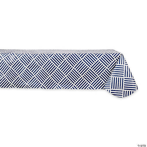 Navy Grid Vinyl Tablecloth 60X84