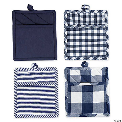Navy/Off White Potholder Set