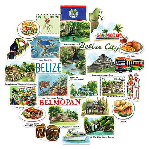 Navy Peony Belize Stickers