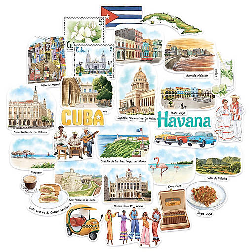 Navy Peony Cuba Stickers