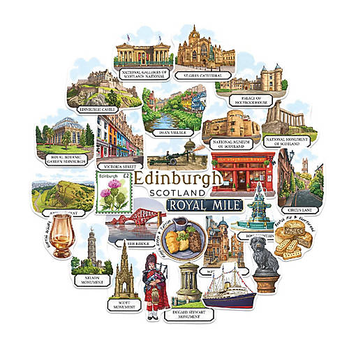 Navy Peony Edinburgh Stickers