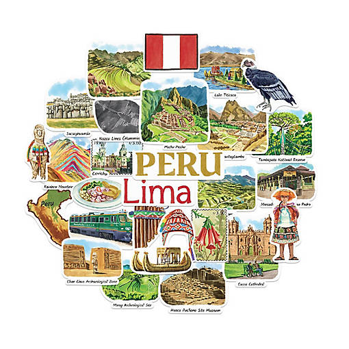 Navy Peony Peru Stickers