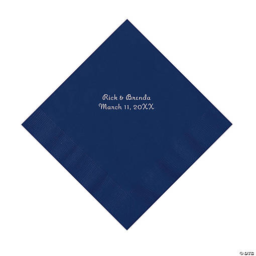Navy Personalized Napkins with Silver Foil - Luncheon