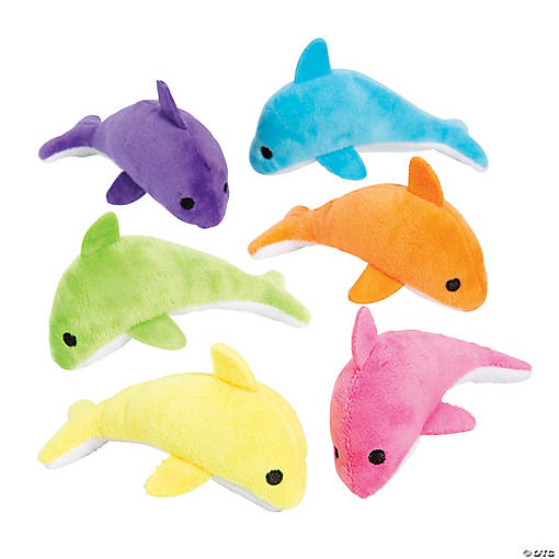 Neon Stuffed Dolphins - 12 Pc.