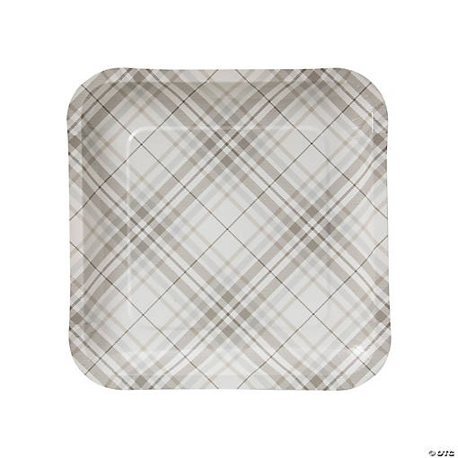 Neutral Plaid Dinner Plates - 8 Pc.