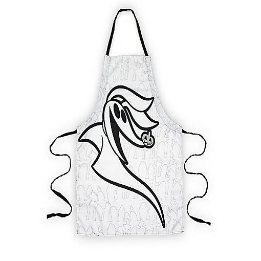 Nightmare Before Christmas Zero Apron - Kitchen Accessory - White &amp; Black Ties