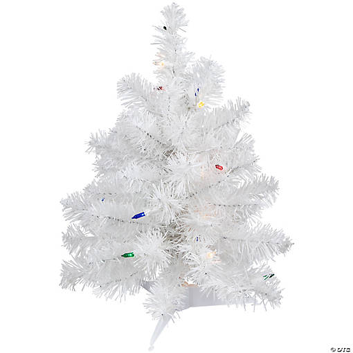 Northlight 18" Pre-Lit Snow White Artificial Christmas Tree  Multi Lights