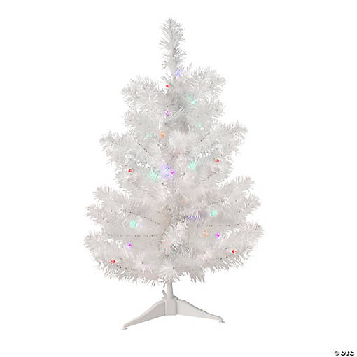 Northlight 2' Pre-Lit Medium Snow White Pine Artificial Christmas Tree - Multicolor LED Lights