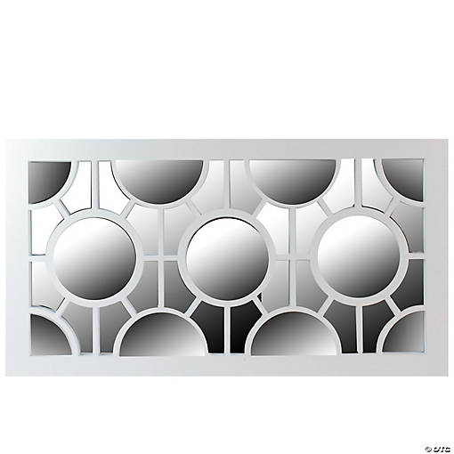 Northlight 25.25" White Framed Rectangular Geometric Mirror Wall Decor