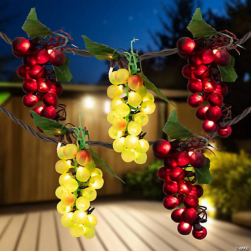 Northlight 5-Count Red and Green Grape Cluster String Light Set  8ft Brown Wire