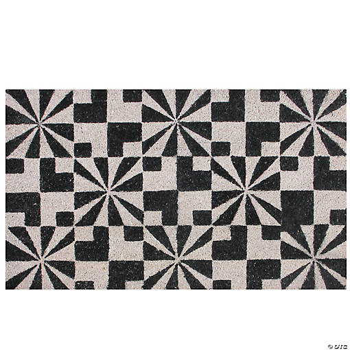 Northlight Black and Gray Abstract Rectangular Doormat 18" Proper 30"