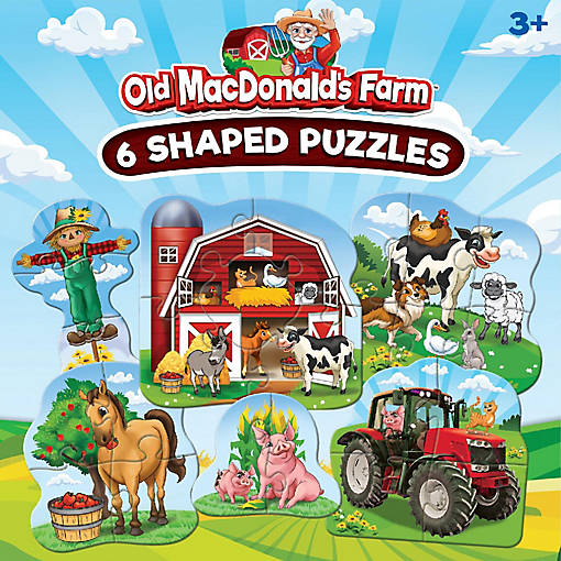 Old MacDonald's Farm 6-Pack Mini Shaped Jigsaw Puzzles
