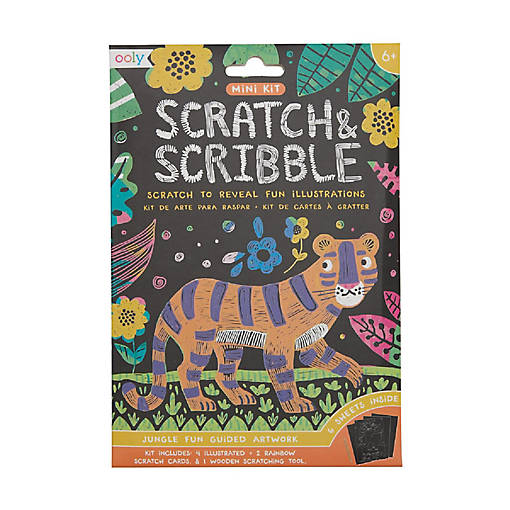 OOLY Mini Scratch &amp; Scribble Art Kit: Jungle Fun - 7 PC Set