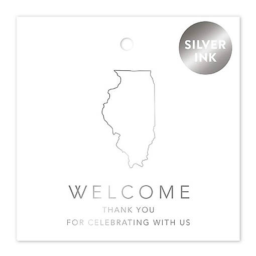 OOT Illinois Wedding Bag Tag 2in Silver