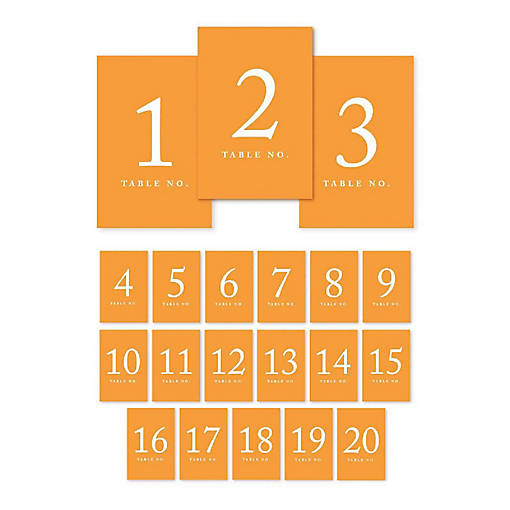 Orange Table Numbers 1 20 4x6