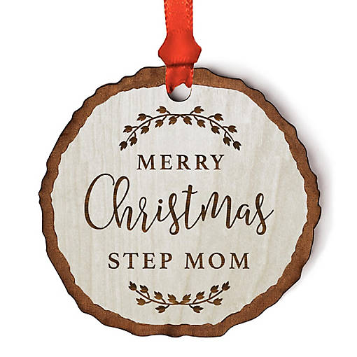 Ornament Engraved Wood Slab Step Mom