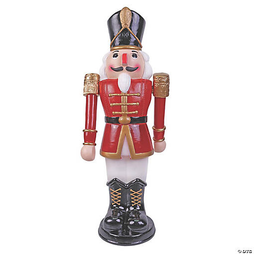 Outdoor 36" Red &amp; White Nutcracker with Moving Arms