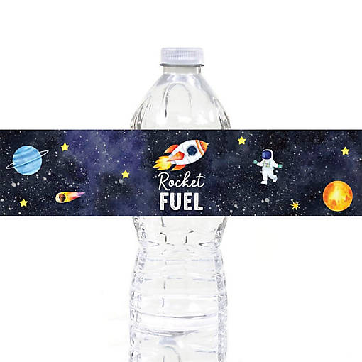 Outer Space 1st Bday Labels 40 2.5x8.5in