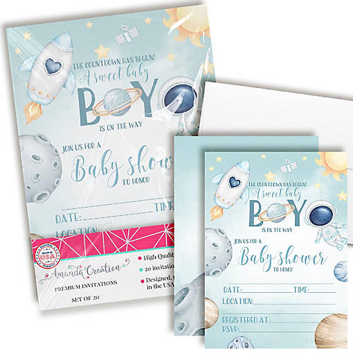 Outer Space Baby Shower Invitations
