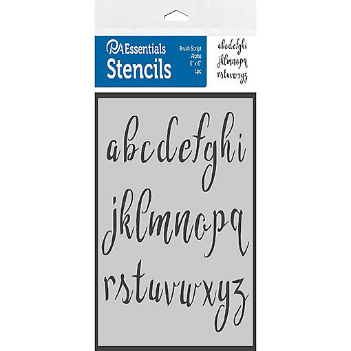 PA Ess Stencil 6x6 Brush Script Alpha
