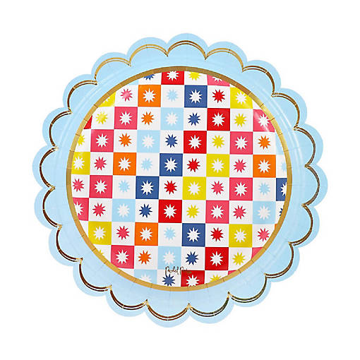 Packed Party Multicolor Checkers 10-Count Dinner Plate Set